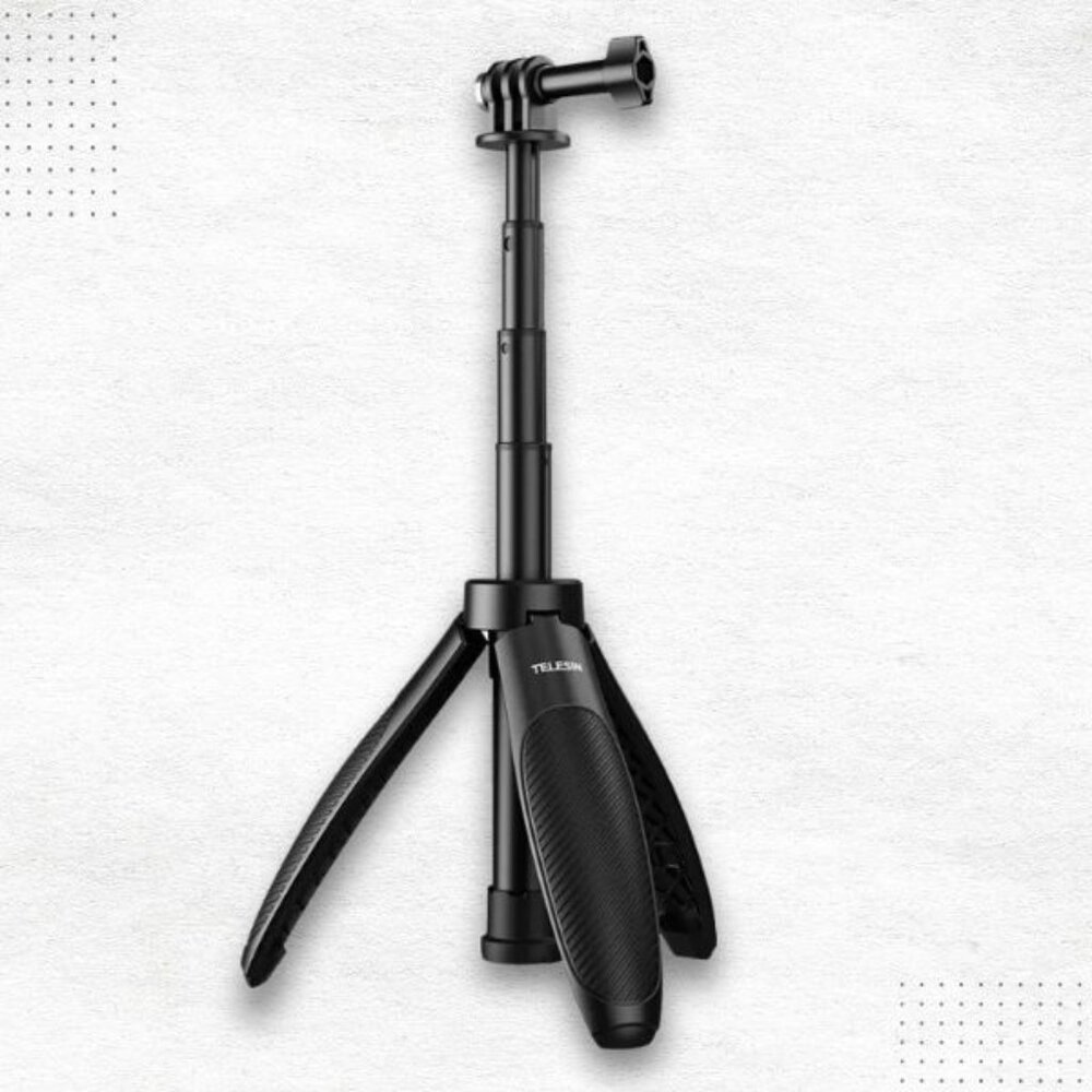 TELESIN Mini Desktop Extendable Tripod Selfie Stick for Action Cameras